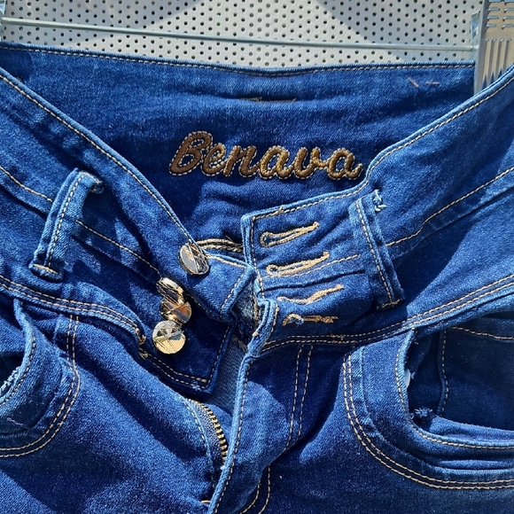 Blue High Rise Tapered Jeans - Picture 2 of 10